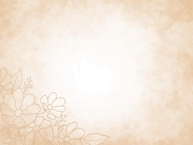 fundo aquarela com desenho de mão floral