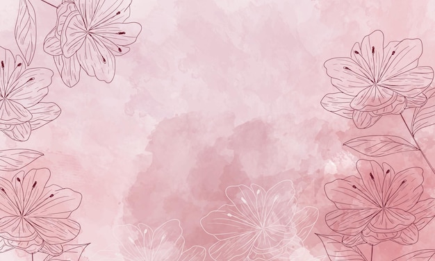 fundo aquarela com elementos florais desenhados à mão
