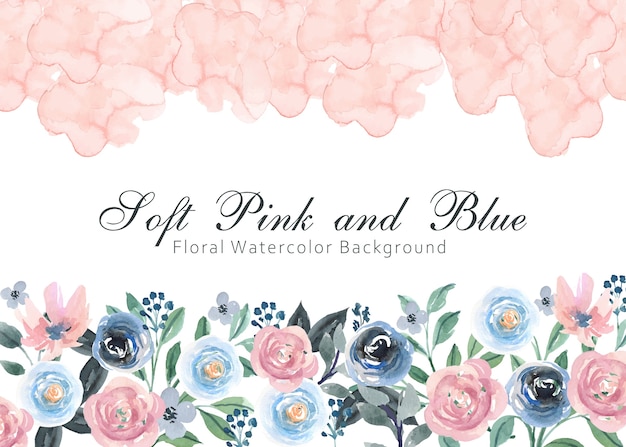 Fundo aquarela floral rosa suave e azul