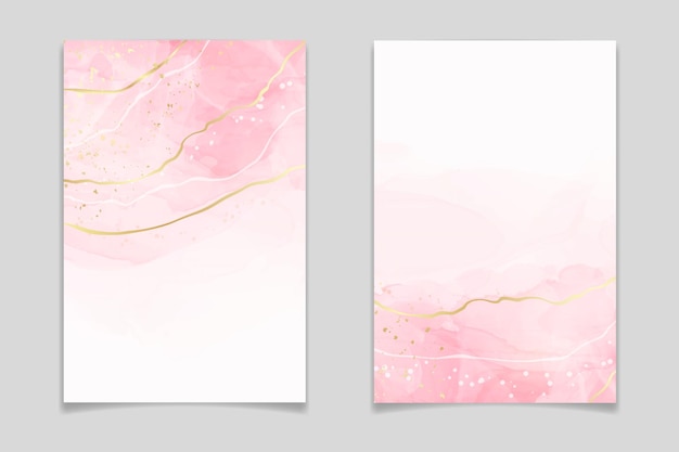 Fundo aquarela líquido abstrato rosa blush com linhas douradas, pontos e manchas