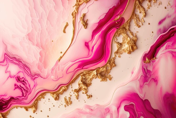 Fundo aquarela líquido azul ciano rosa violeta com manchas douradas