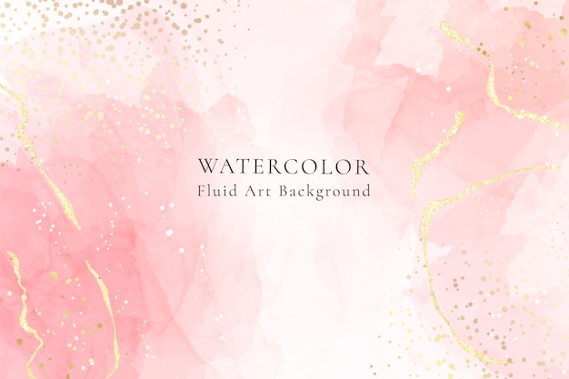 Fundo aquarela líquido rosa pastel com rachaduras douradas