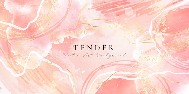 Fundo aquarela líquido rosa rosa com pontos dourados