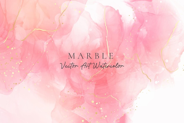Fundo aquarela líquido rosa rosa com pontos dourados