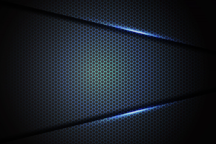 fundo azul claro com hexágono cinza escuro malha fundo metálico