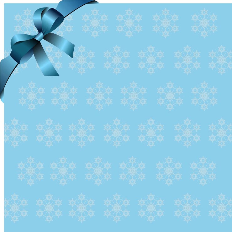 Vetor fundo azul de flocos de neve com fita azul e lugar de arco para copytext eps 10 vector