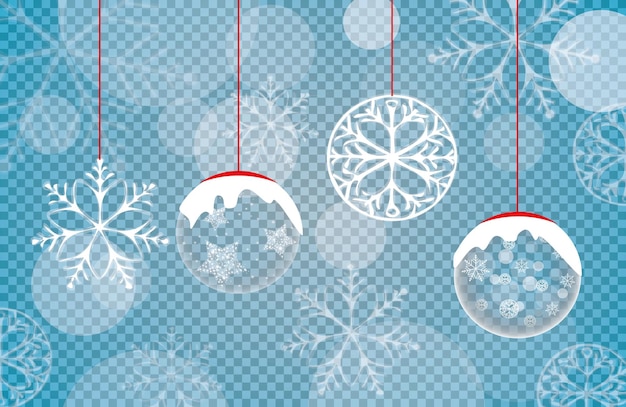 Fundo azul de natal com ilustração vetorial de flocos de neve