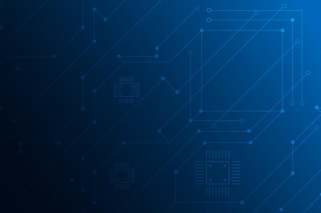 Fundo azul escuro com linhas brancas Layouts de padrões de fundo sobrepostos ao hardware