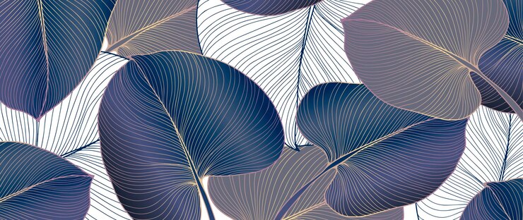 Vetor fundo botânico grunge abstrato com folhas azuis e brancas