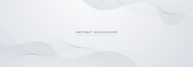 Fundo branco abstrato Banner cinza gradiente moderno com elementos de ponto de linha de curva de onda Conceito elegante para rede de tecnologia e ilustração vetorial de negócios futuros