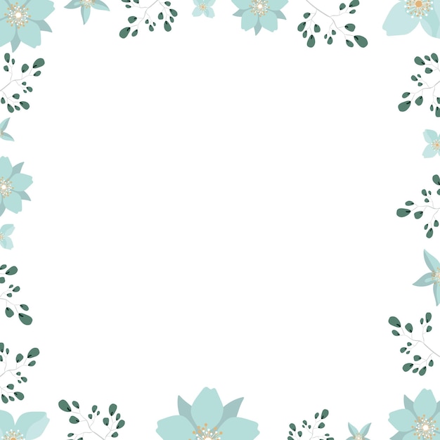 Fundo branco com flores e folhas