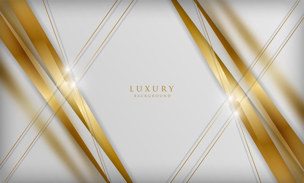 Fundo branco luxuoso com elementos de linha de desfoque dourado Modelo de design elegante em 3D