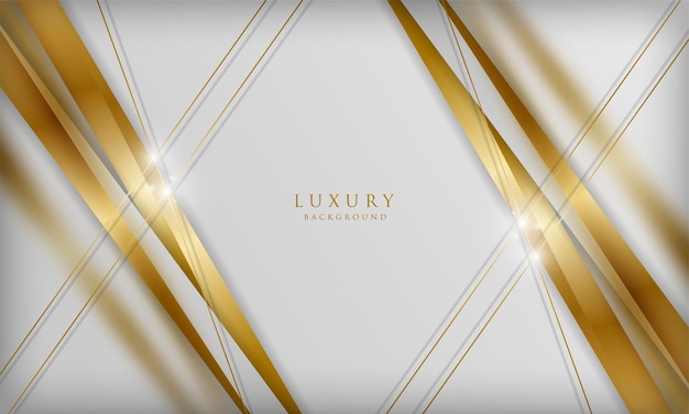 Fundo branco luxuoso com elementos de linha de desfoque dourado modelo de design elegante em 3d