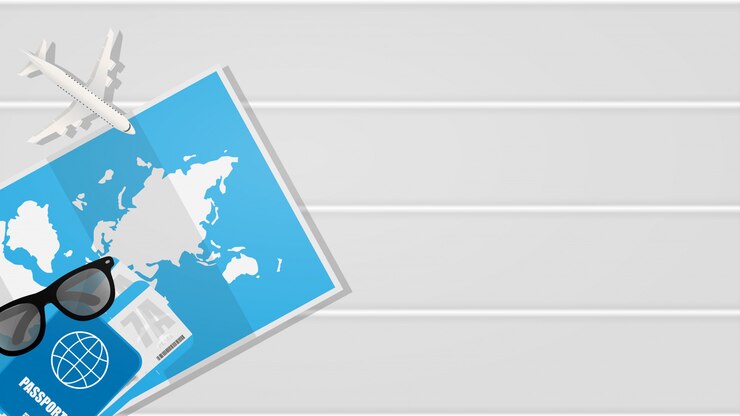 Fundo branco para banner de viagens com lugar para texto.