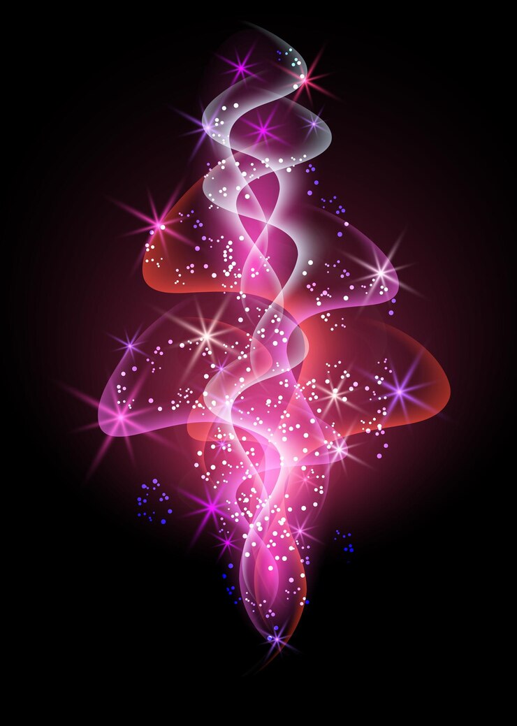 Vetor fundo brilhante com fumaça e estrelas
