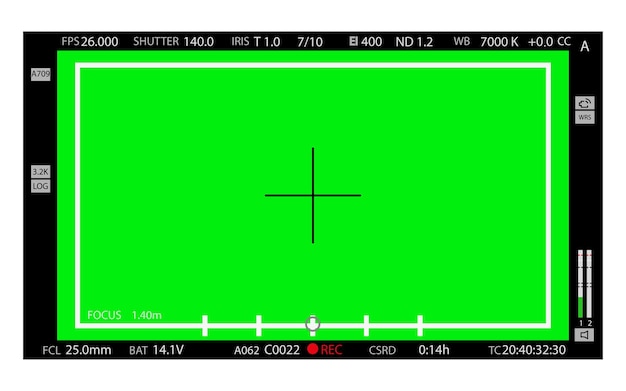 Vetor fundo chromakey de tela verde fundo verde em branco com marcadores de rastreamento de movimento vfx tela de câmeras de vídeo digitais modernas chroma keyboard para gráficos de teclados e efeitos de vídeo vetor