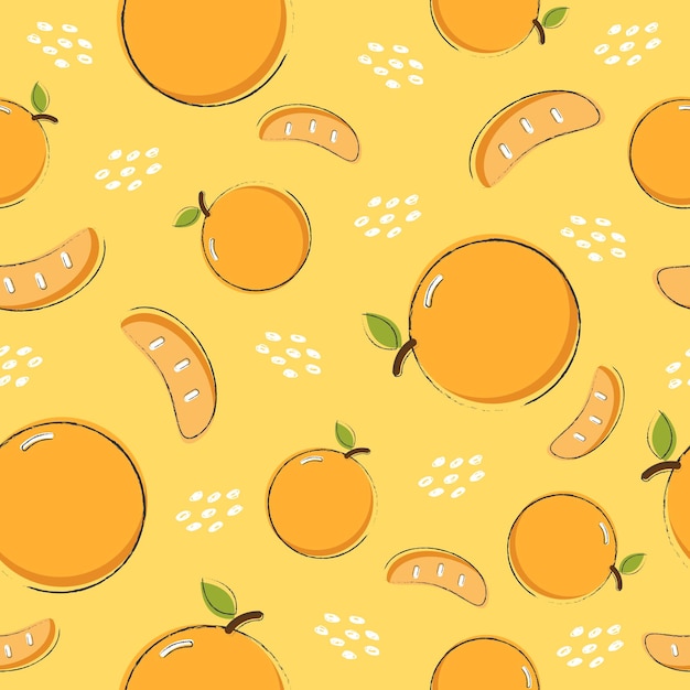 Fundo cítrico de laranjas frescas em um estilo simples papel de parede colorido vetor sem costura