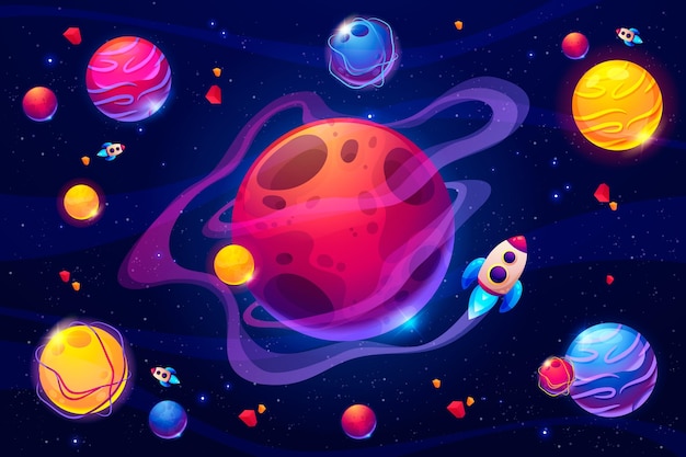 Vetor fundo colorido da galáxia de desenho animado