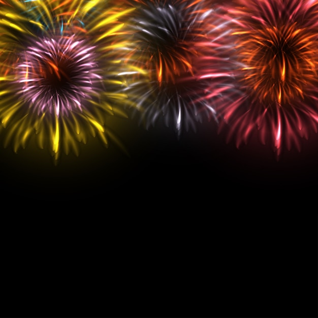 Vetor fundo colorido de fogos de artifício
