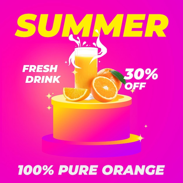 Fundo colorido do pódio do produto em promoção de verão