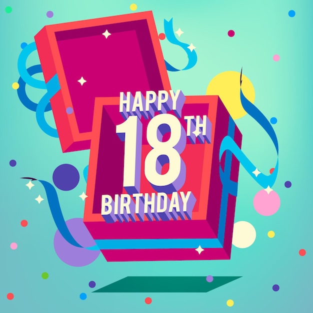 Fundo colorido feliz aniversário de 18 anos