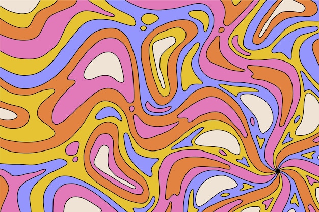 Fundo colorido psicodélico desenhado à mão