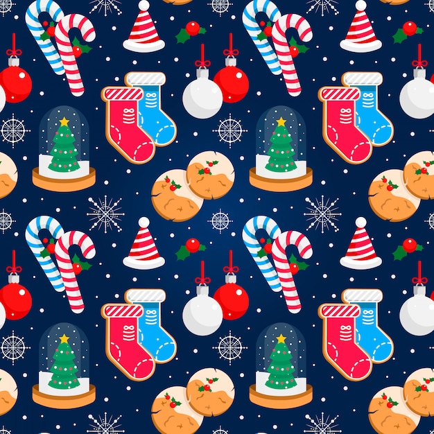 Fundo colorido sem costura vector de Natal com enfeites