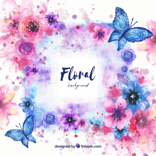 Vetor fundo com aquarela floral