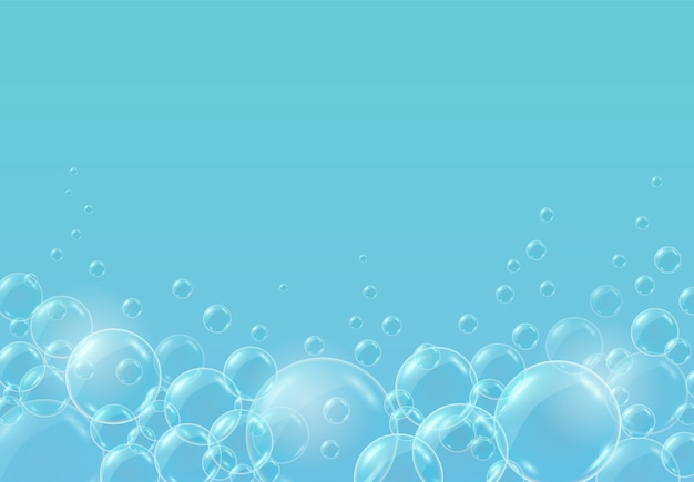 Fundo com bolhas de água de sabão transparente, bolas ou esferas.