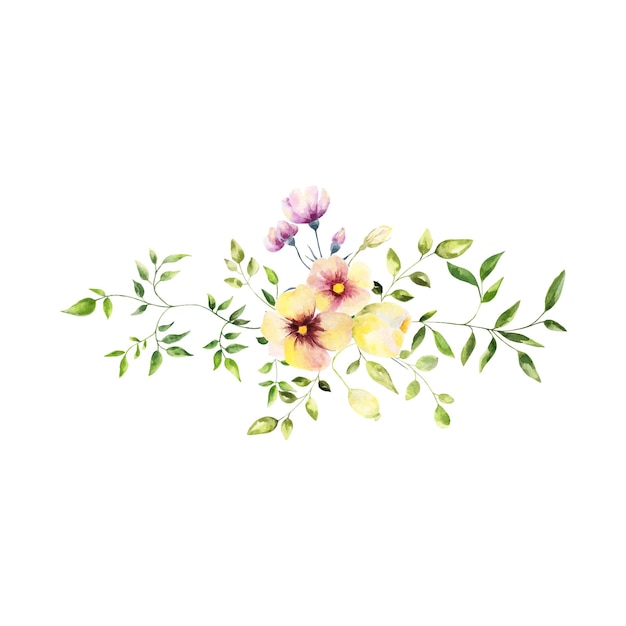 Fundo com flores em aquarelaIlustração floral Composição botânica