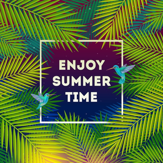 Fundo com floresta tropical e saudações de verão