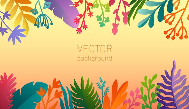 Vetor fundo com folhas tropicais coloridas