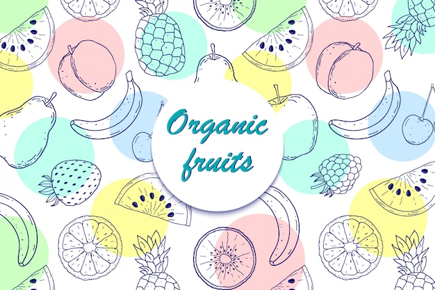Vetor fundo com frutas orgânicas