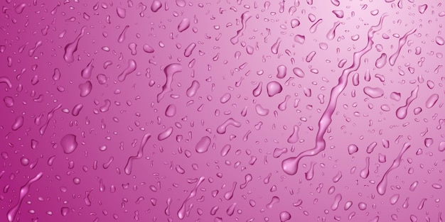 Fundo com gotas e estrias de água em cores roxas, fluindo pela superfície