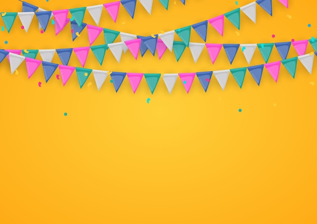 fundo com guirlanda de bandeiras e fitas