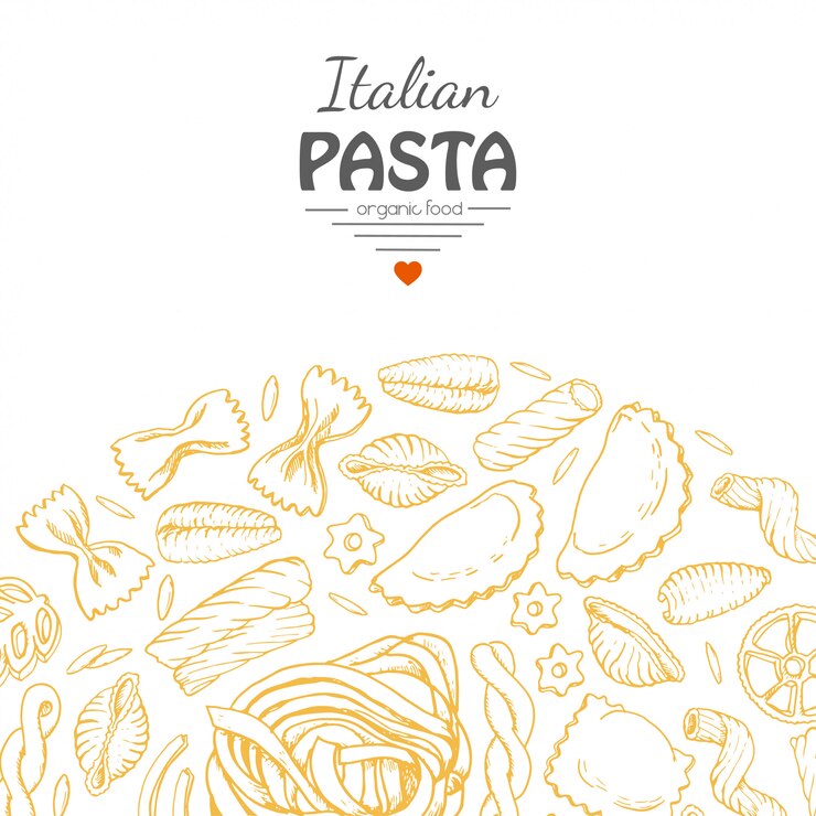 Vetor fundo, com, italiano, macarronada