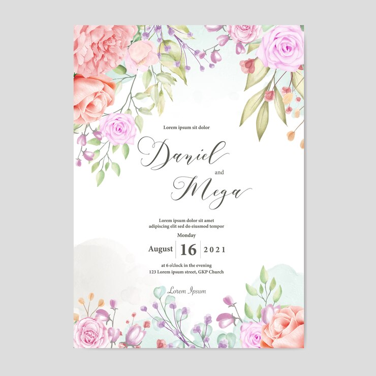 Vetor fundo com moldura floral em aquarela