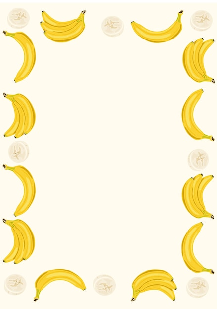 Fundo com uma moldura de ilustração vetorial de bananas adequado para impressão de mídia social e cenários