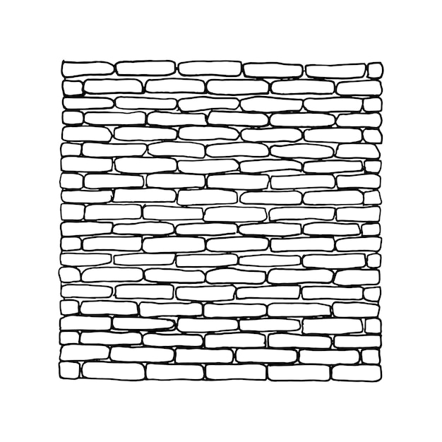 Vetor fundo com uma textura velha parede de tijolos pintada de branco gráfico interior em estilo loft silhueta linear de contorno preto ilustração de contorno de gráficos vetoriais