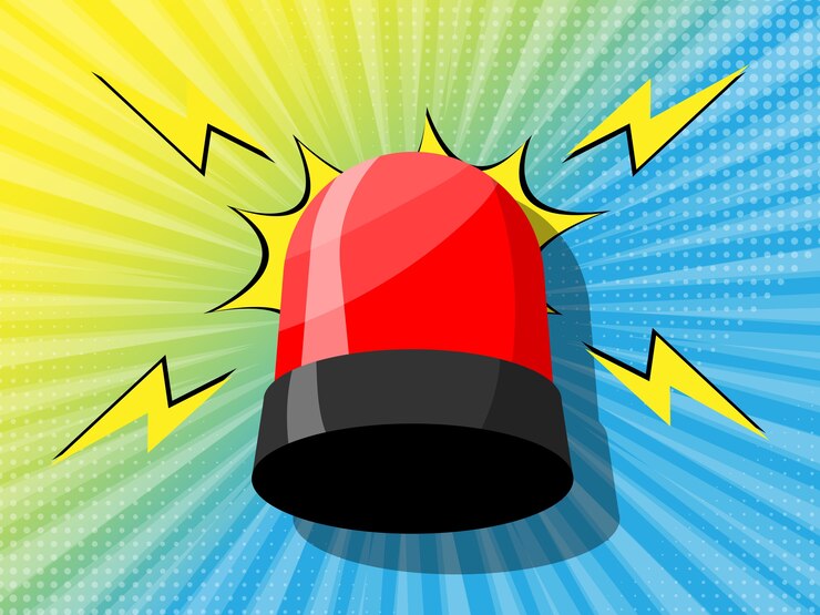 Vetor fundo com zoom em quadrinhos com luz de sirene
