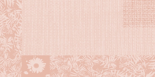 Fundo combinado begepink elegante com textura de tecido ou estopa fundo abstrato com contornos de flores e folhas em cores pastel