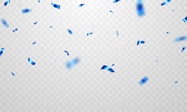 Vetor fundo comemorando com confete azul caindo pode ser isolado de um fundo transparente