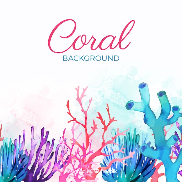 Fundo coral colorido em aquarela