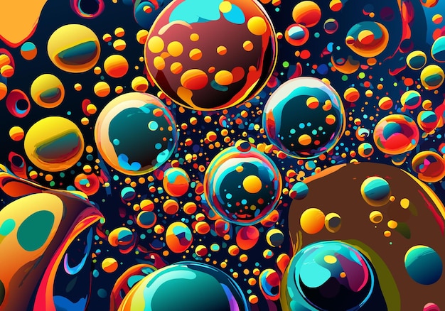 Fundo criativo de água mista e bolhas de óleo colorido