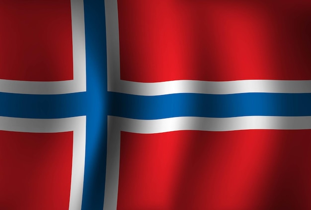 Vetor fundo da bandeira da noruega acenando papel de parede da bandeira nacional 3d