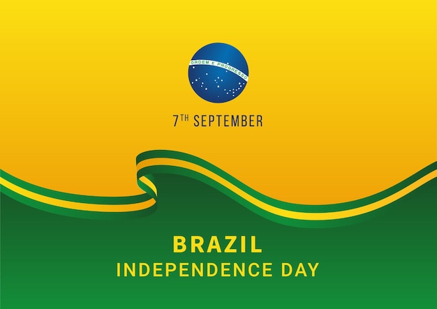 Vetor fundo da bandeira do dia da independência do brasil 7 de setembro com ilustração vetorial de bandeira e fita