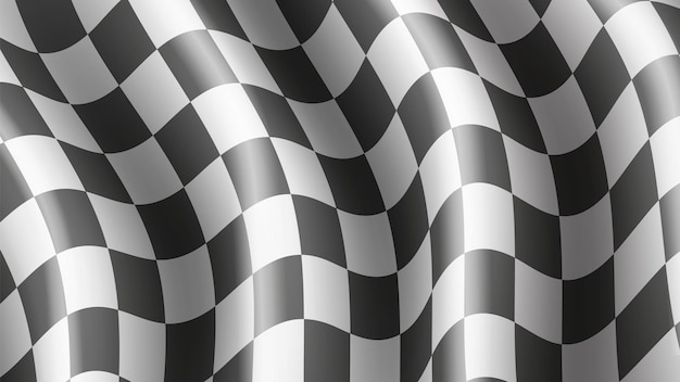 Fundo da bandeira quadriculada bandeira do vencedor das corridas de rali do speedway com textura de grade e ilustração vetorial de troféu de campeão