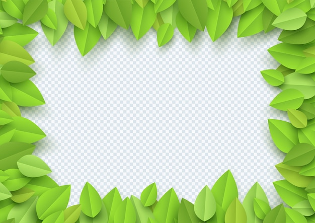 Fundo da borda da página de folhas verdes 3D