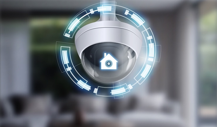 Vetor fundo da câmara de segurança em estilo realista