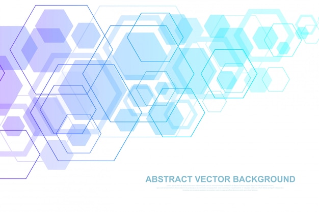 Fundo da molécula científica para medicina, ciência, tecnologia, química. papel de parede ou banner com moléculas de dna, dna digital, sequência, estrutura de código. ilustração dinâmica geométrica